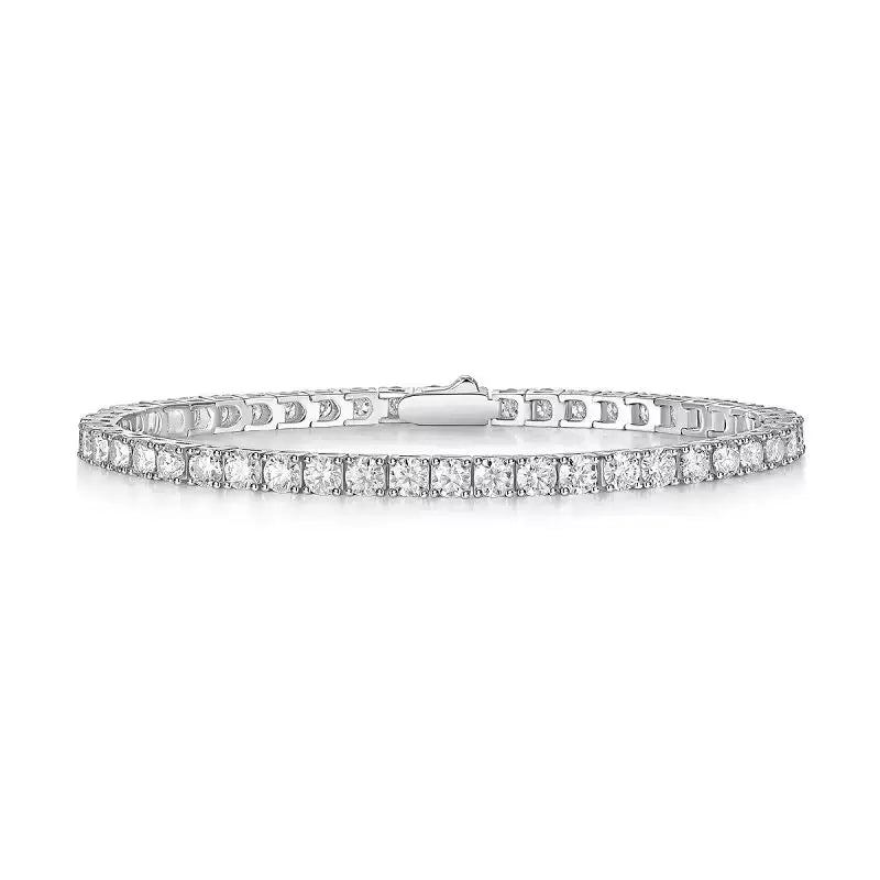 925 Sterling Silver Moissanite Tennis Bracelet 4.0mm Men Women Hiphop Rock Gold Plated Luxury Fine Jewelry Chain Unisex Bracelet