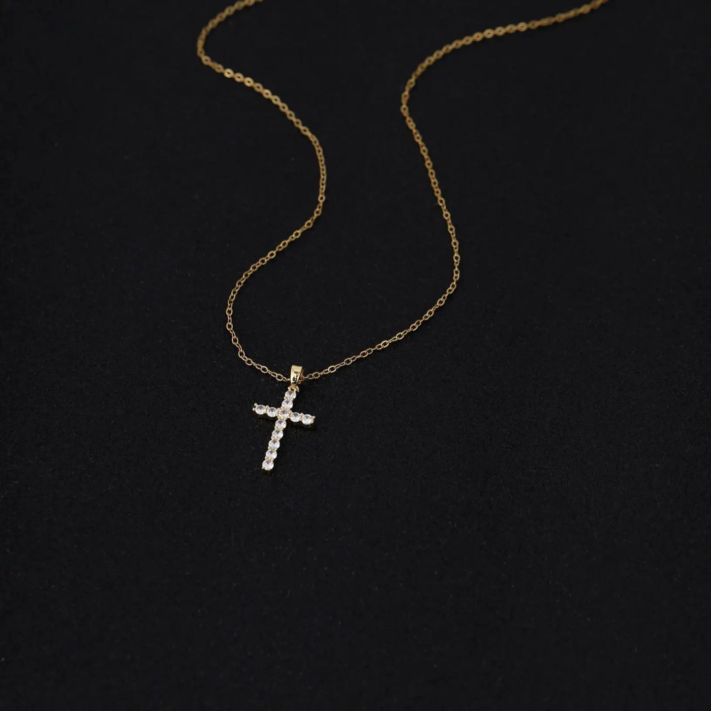 US Local Stock Fast Shipping Cross Pendant High Quality Zircon Gold Plated Stainless Steel Chain Charms Pendants Christian Gift
