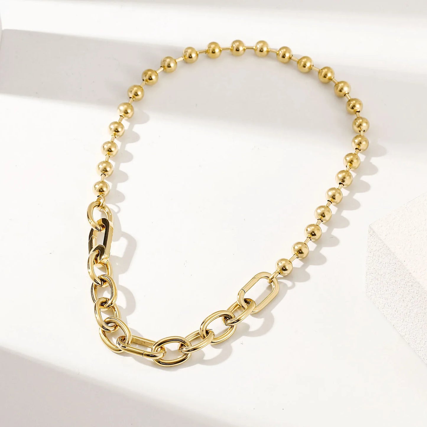 Unisex 18K Gold Plated Stainless Steel Necklace Classic Butterfly Shape Link Chain with Diamond Main Stone