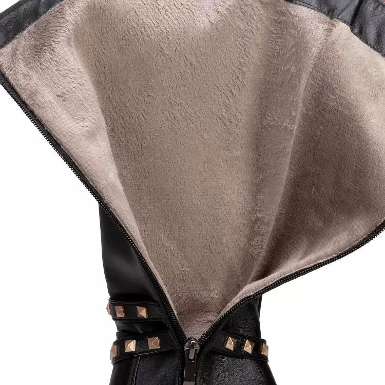 Knee-high PU heel boots