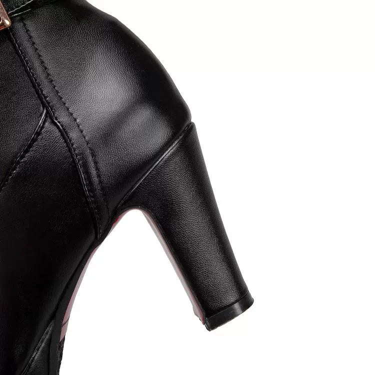 Knee-high PU heel boots