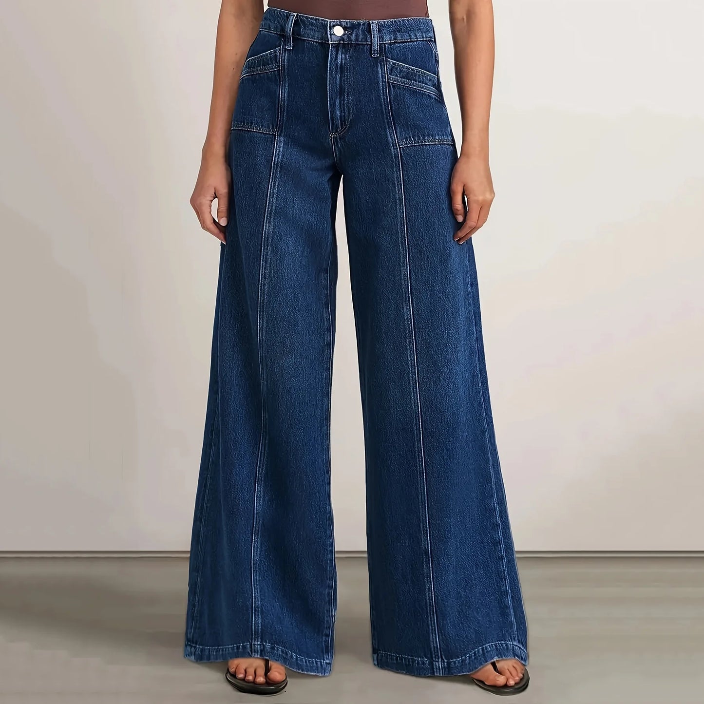 Women's High Waist Flared Wide Leg Jeans Elastic Western Sle Spring Autumn High Elastici Ladies Jeans European Sle