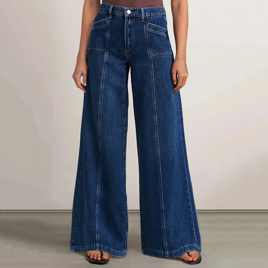 Women's High Waist Flared Wide Leg Jeans Elastic Western Sle Spring Autumn High Elastici Ladies Jeans European Sle