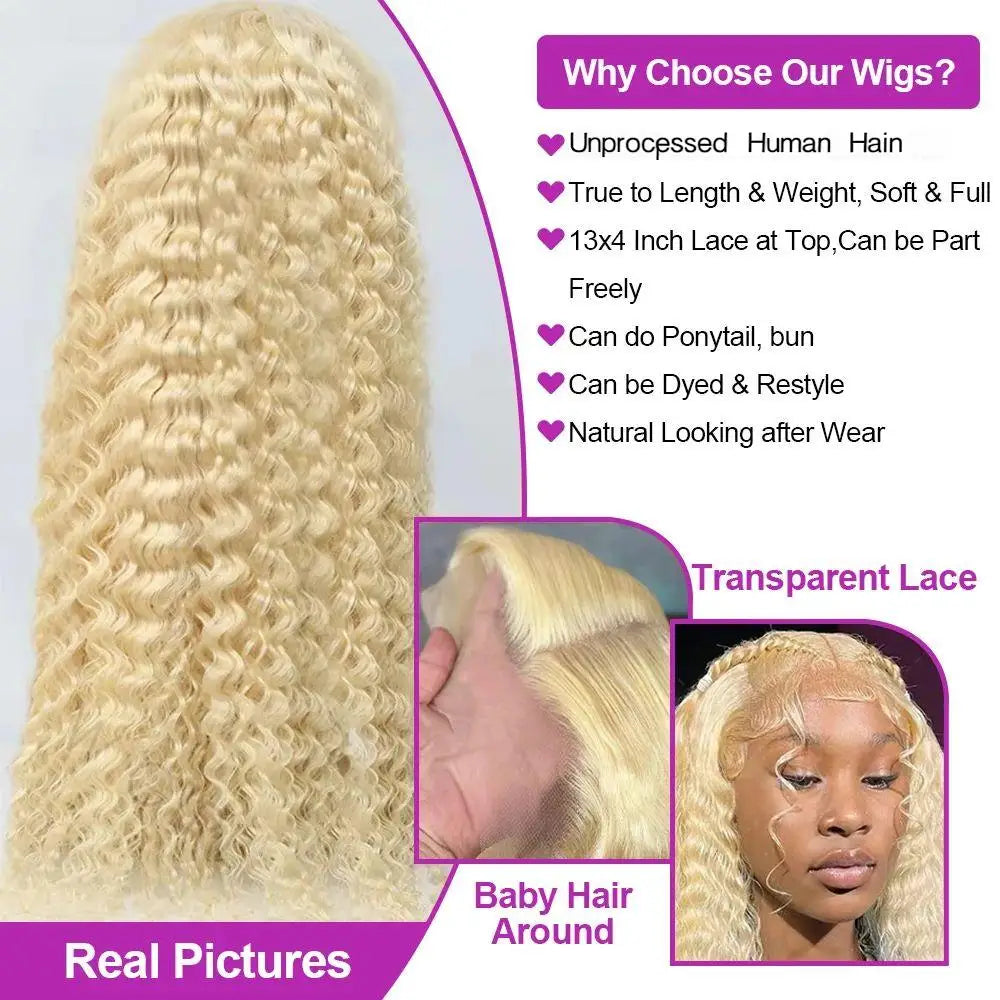 613 Loose Deep Wave Frontal Wig 13x6 HD Water Wave Lace Front Wig 30 40 Inch Honey Blonde 13x4 Lace Front Curly Human Hair Wigs