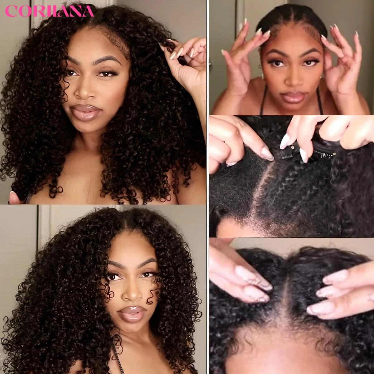 250 Density Kinky Curly V Part 100% Human Hair Wigs For Women No Leave Out Easy Blend Thin Part Lace V Part Wig 30 Inch On Sale