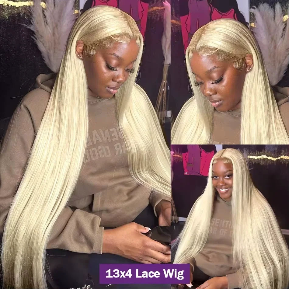 250%Density Human Hair Wig 613 Honey Blonde Colored Lace Front Wigs Straight Human Hair 13x6 HD Lace Frontal Wig For Black Women