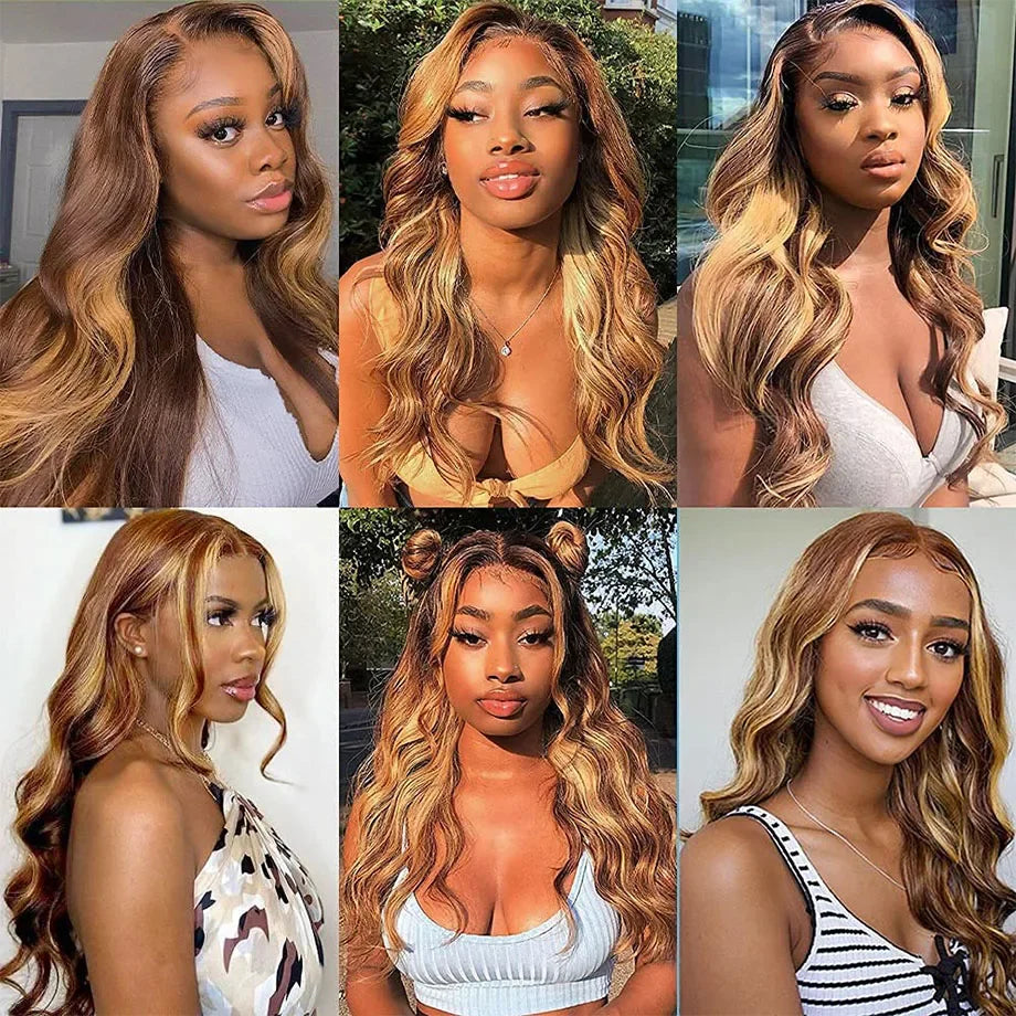 13x6 Highlight Wig Human Hair Body Wave Full HD Lace Frontal Wigs For Women Brazilian Human Hair Wig Honey Blonde Lace Front Wig