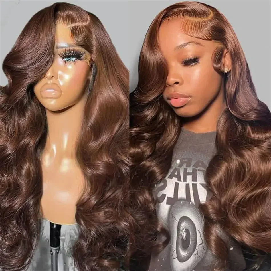 13x6 HD Lace Front Wig Human Hair Wig 30 Inch 13x4 Lace Frontal Wig Chocolate Brown Colored Brazilian Body Wave Human Hair Wigs 