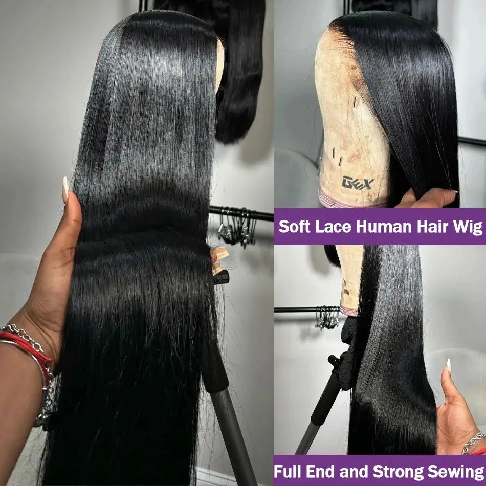 220 Density 13x6 straight Lace Front Human Hair Wigs Pre Plucked 40 Inch Loose 13x4 Hd Lace Frontal Wig Brazilian Hair For Women