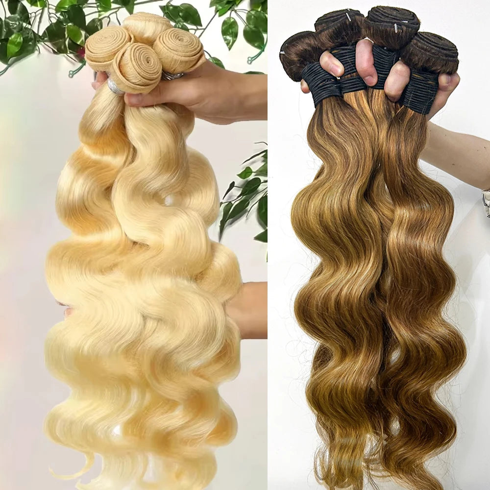 16A Blonde 613 Body Wave Human Hair Bundles 100% Unprocessed Brazilian Remy Hair 30 40 Inch raw hair bundles Weave Extension