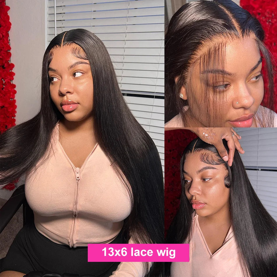 30 36 40 Inch Glueless Straight Lace Front Human Hair Wigs 13x6 HD Lace Frontal Wig Human Hair Wear Go 6x4 HD Lace Closure Wig