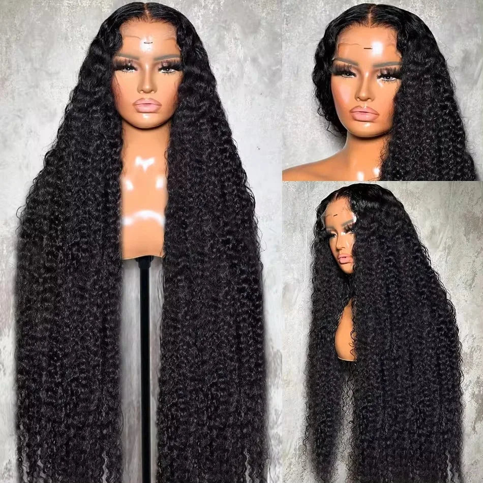 Rosabeauty 200% Curly Water Wave 13x6 Lace Front Human Hair Wig 30 Inches Loose Deep Wave Lace Frontal Wig 5x5 Lace Closure Wig