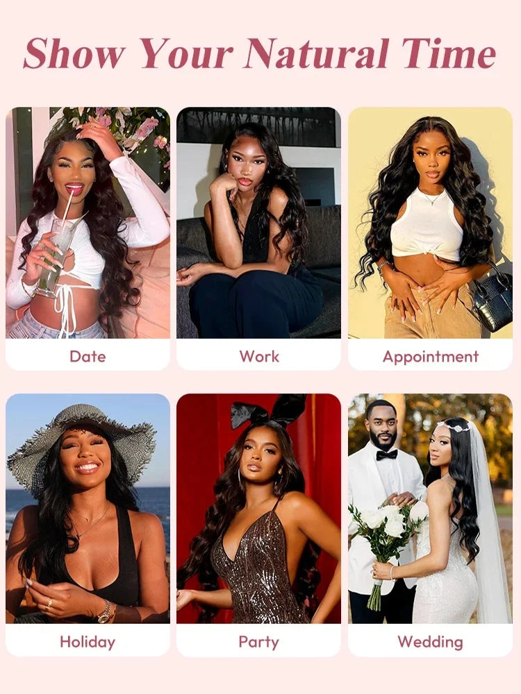 40 Inch Transparent Lace Frontal Wigs 13x6 13x4 HD Body Wave Human Hair Front Wig 200 Density Pre Plucked Lace Wigs For Women