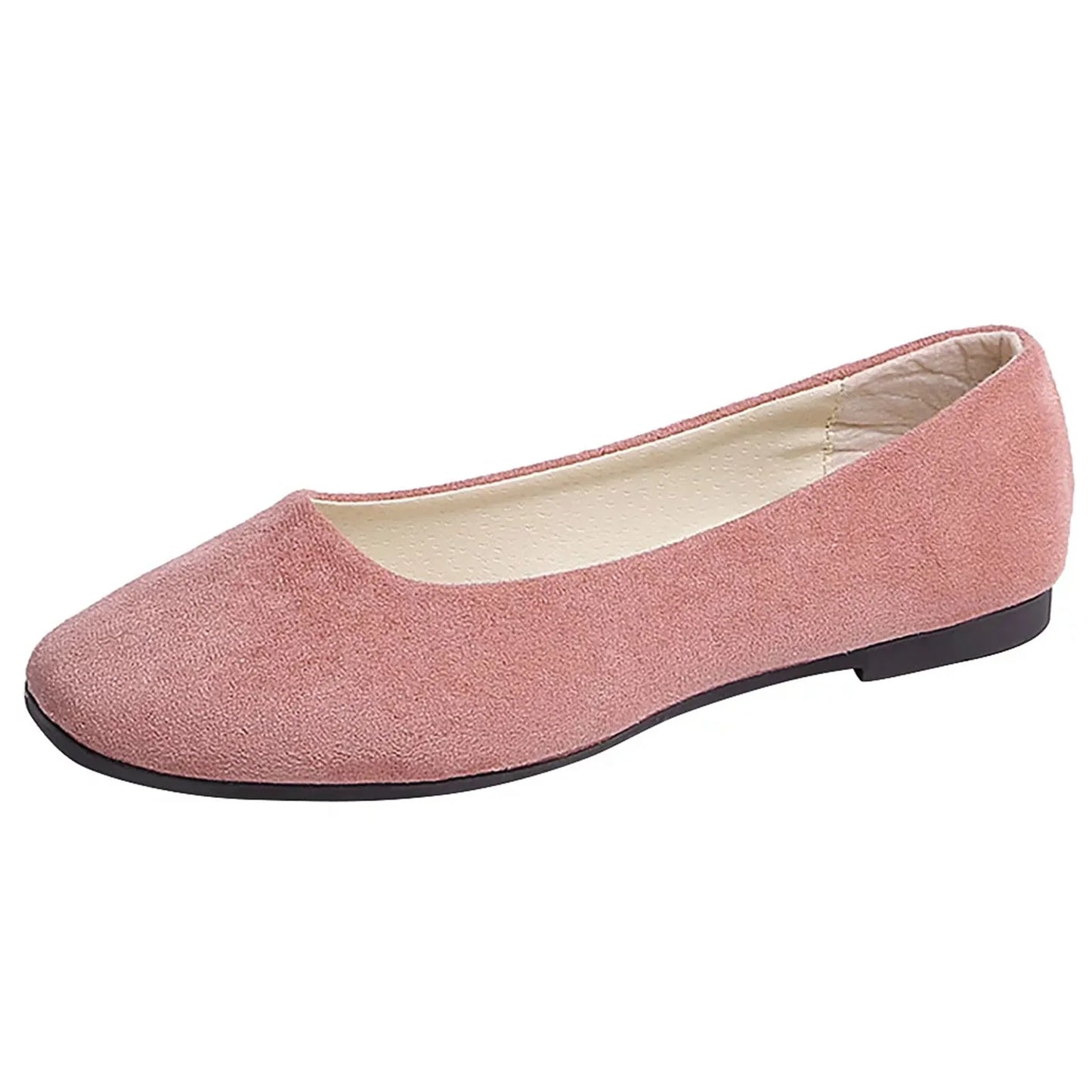 2025 Women Suede Square Flat Heel Shallow Female Shoes Spring Summer Square Toe Basic Concise Women Pumps Size 34-39
