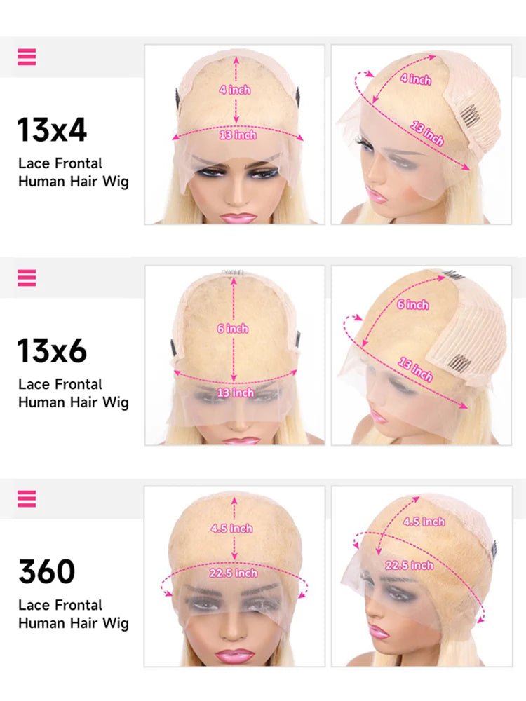 13x6 360 Lace Wig Human Hair Pre Plucked 613 Blonde Colored Lace Front Wigs Bone Straight Ponytail Human Hair Lace Frontal Wig