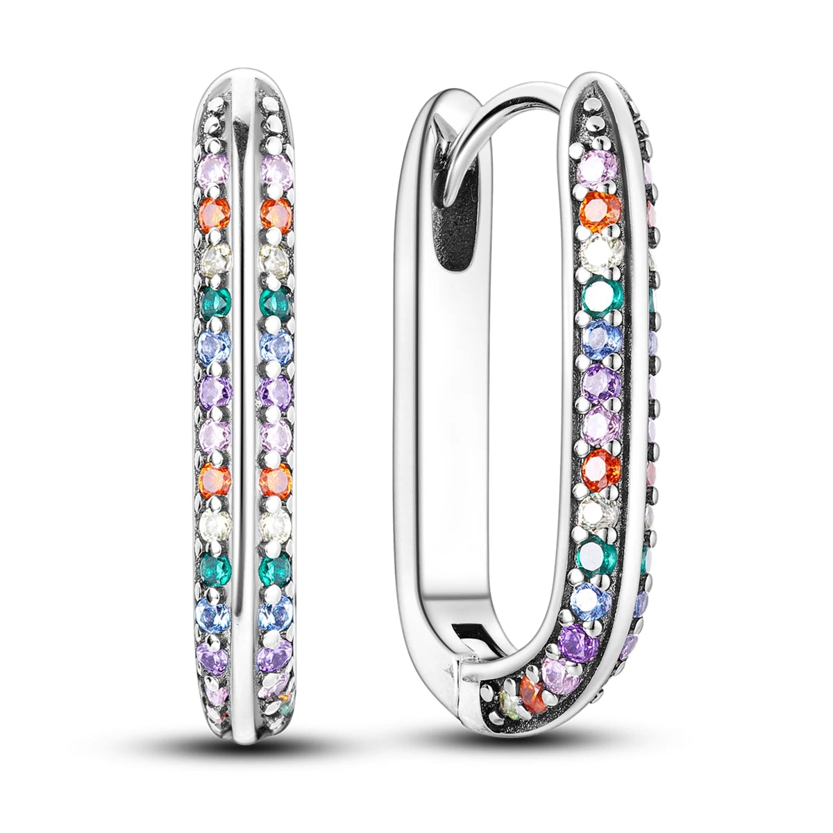 Original 925 Sterling Silver Women Hoop Earrings High Quality Shine Zircon U Shaped Classic Style Earring For Women Jewelry Gift