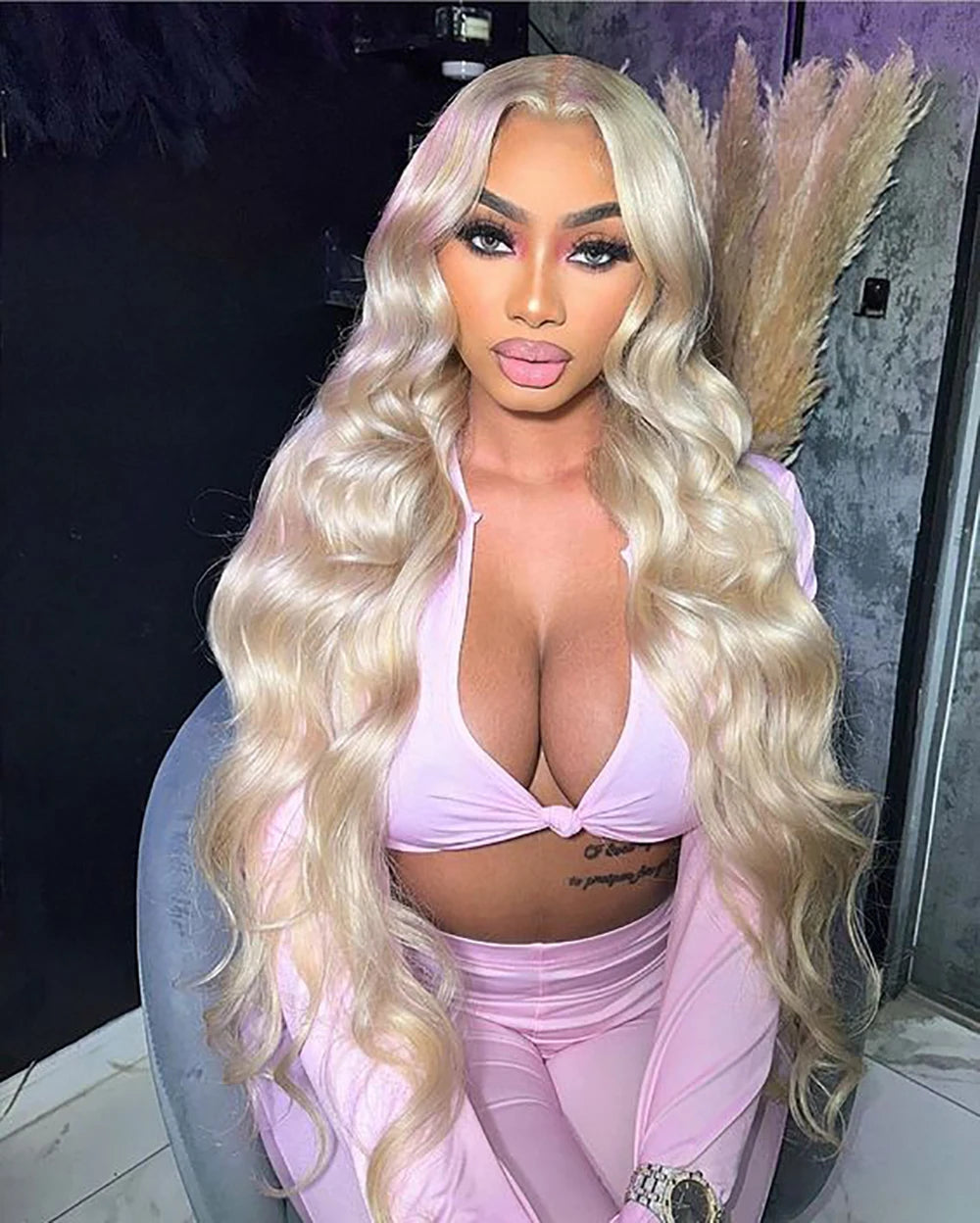 613 Lace Front Wig Human Hair 13x6 Blonde Human Hair Wigs 300% Density Body Wave Lace Front Wigs Human Hair Pre Plucked 46 Inch