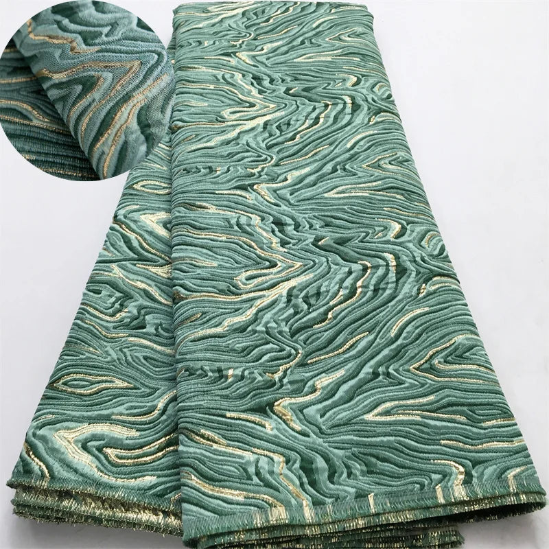 African French Brocade Lace Fabric 2025 High Quality 5 Yards Gilding Nigerian Jacquard Lace Fabric Elegant Dress for Women A4063