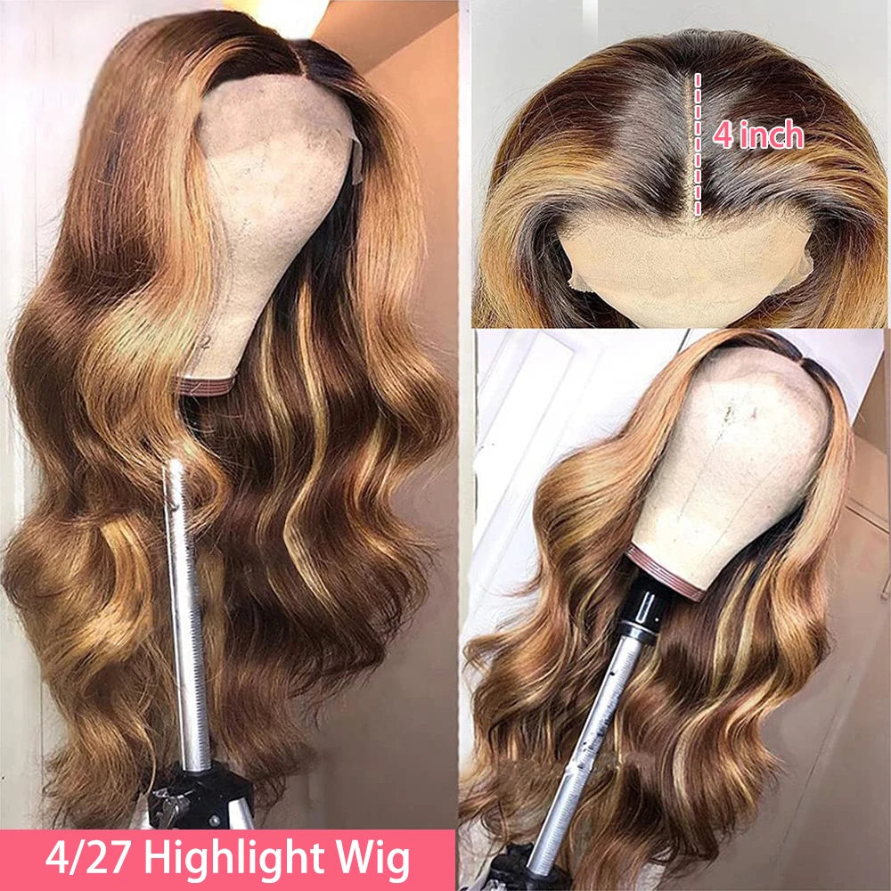 13x6 Highlight Wig Human Hair Body Wave Full HD Lace Frontal Wigs For Women Brazilian Human Hair Wig Honey Blonde Lace Front Wig