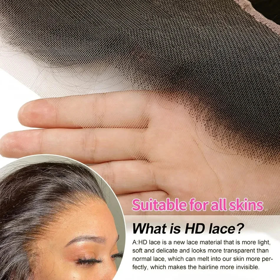 30 40 inch glueless wigs Body Wave human hair Brazilian 13x6 hd transparent lace front wig human hair closure  7x6 250Density