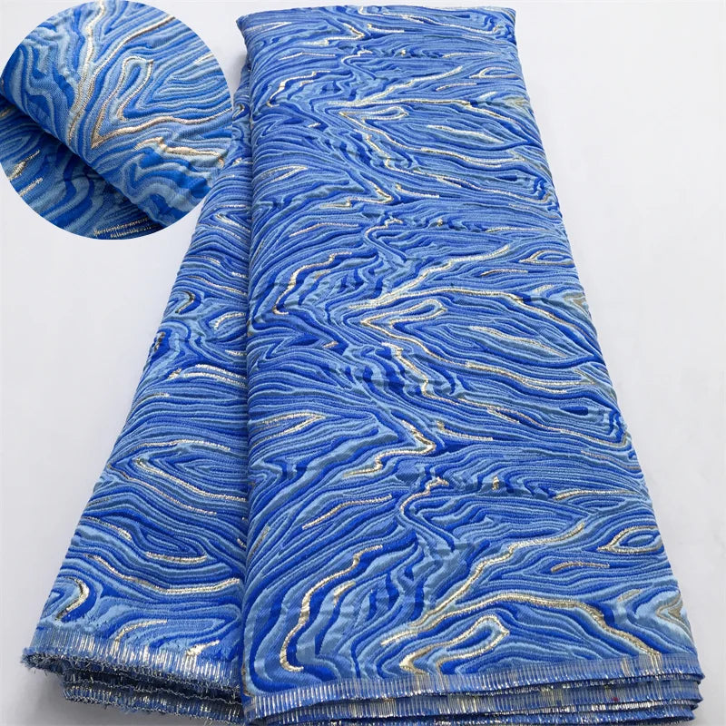 African French Brocade Lace Fabric 2025 High Quality 5 Yards Gilding Nigerian Jacquard Lace Fabric Elegant Dress for Women A4063