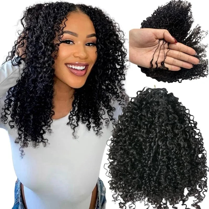 Feather Crochet Human Hair Knotless Pixie Curls Extensions Lightweight Pre Separated For Braids Small Spirals Curly Crochet Hair