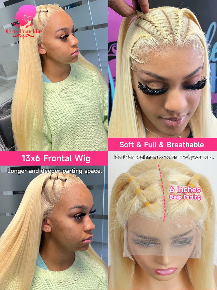13x6 360 Lace Wig Human Hair Pre Plucked 613 Blonde Colored Lace Front Wigs Bone Straight Ponytail Human Hair Lace Frontal Wig
