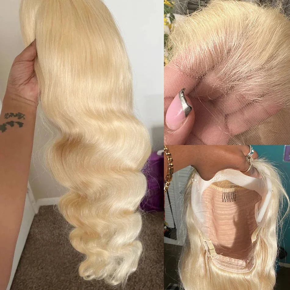 613 Lace Front Wig Human Hair 13x6 Blonde Human Hair Wigs 300% Density Body Wave Lace Front Wigs Human Hair Pre Plucked 46 Inch