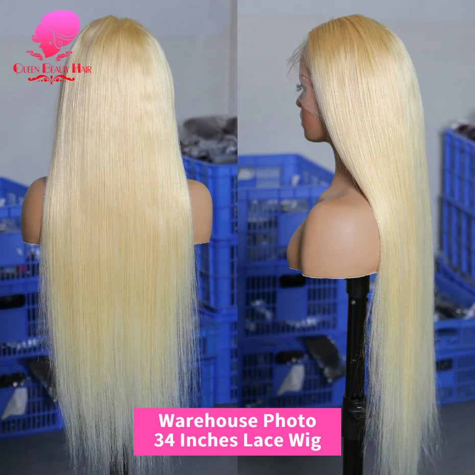 13x6 360 Lace Wig Human Hair Pre Plucked 613 Blonde Colored Lace Front Wigs Bone Straight Ponytail Human Hair Lace Frontal Wig
