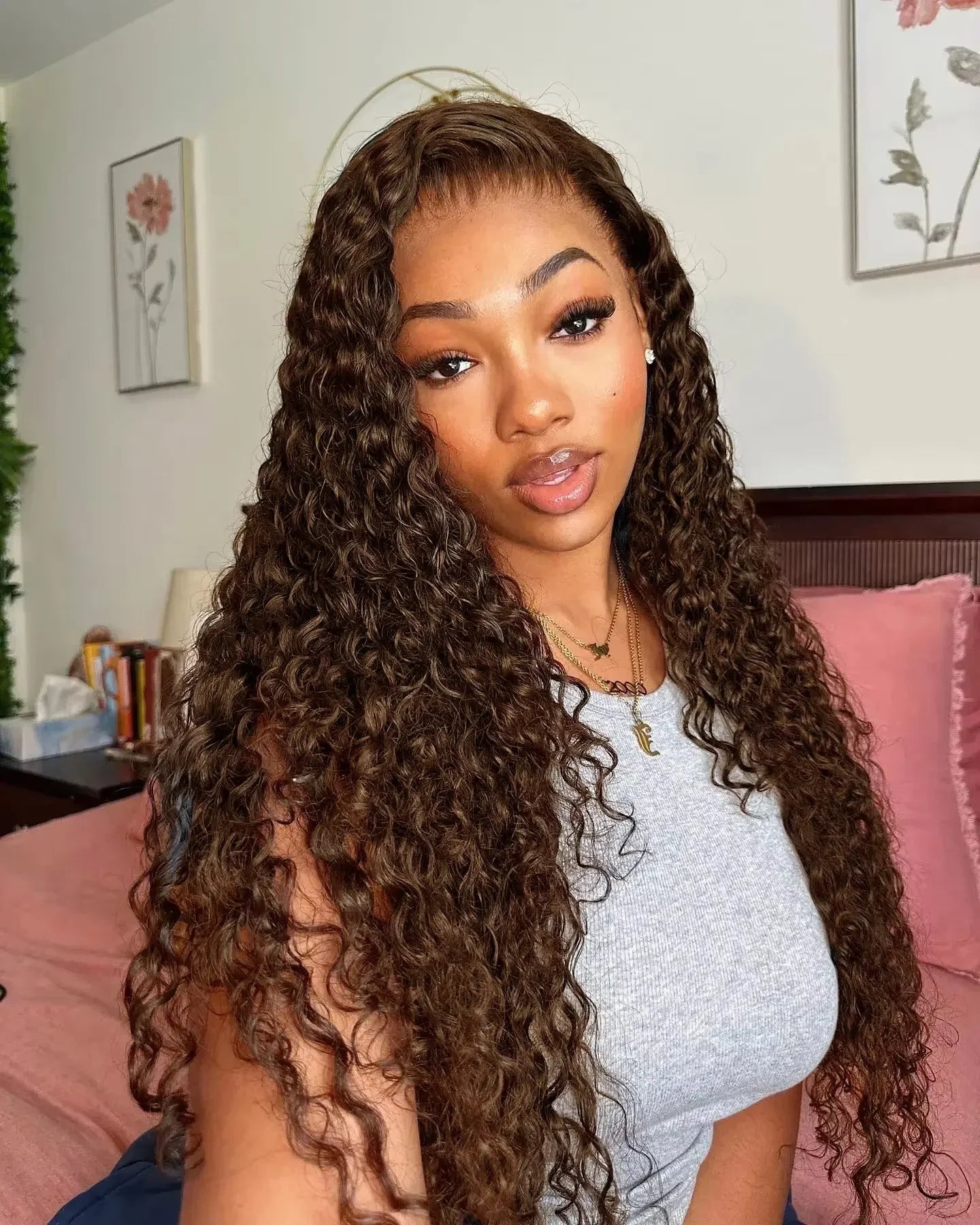 34 30 Inch Chocolate Brown Deep Wave Lace Front Wigs Human Hair #4 Colored 13x4 Hd Curly Lace Frontal Wigs Pre Plucked