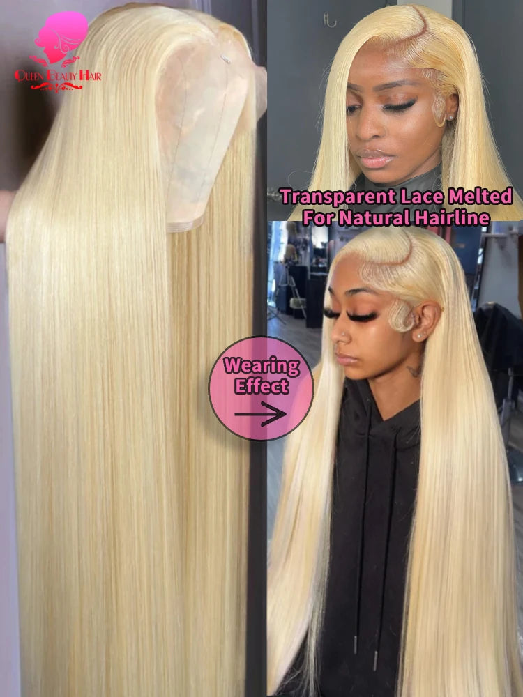 13x6 360 Lace Wig Human Hair Pre Plucked 613 Blonde Colored Lace Front Wigs Bone Straight Ponytail Human Hair Lace Frontal Wig