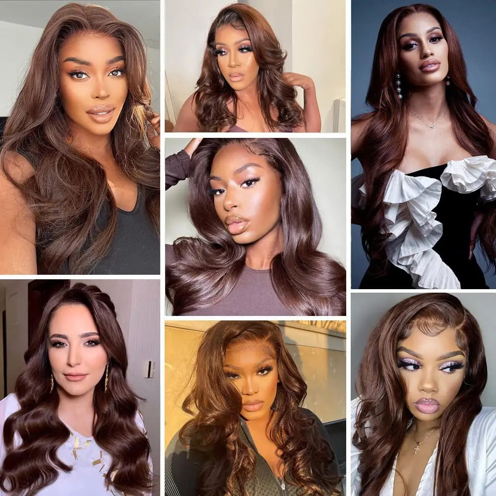 Chocolate Brown 13x6 HD Lace Front Human Hair Wigs For Women Brazilian Body Wave 13x4 Full Lace Frontal Wigs On Sale Human Hair