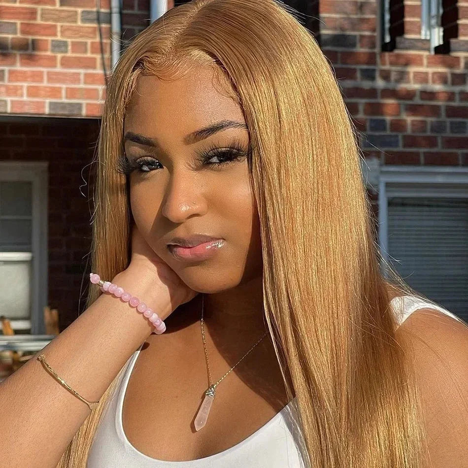 27 Honey Blonde Body Wave Human Hair Wig 13x6 Hd Lace Frontal Wig Color Human Hair 200 Density Colored Preplucked Brazilian Wigs