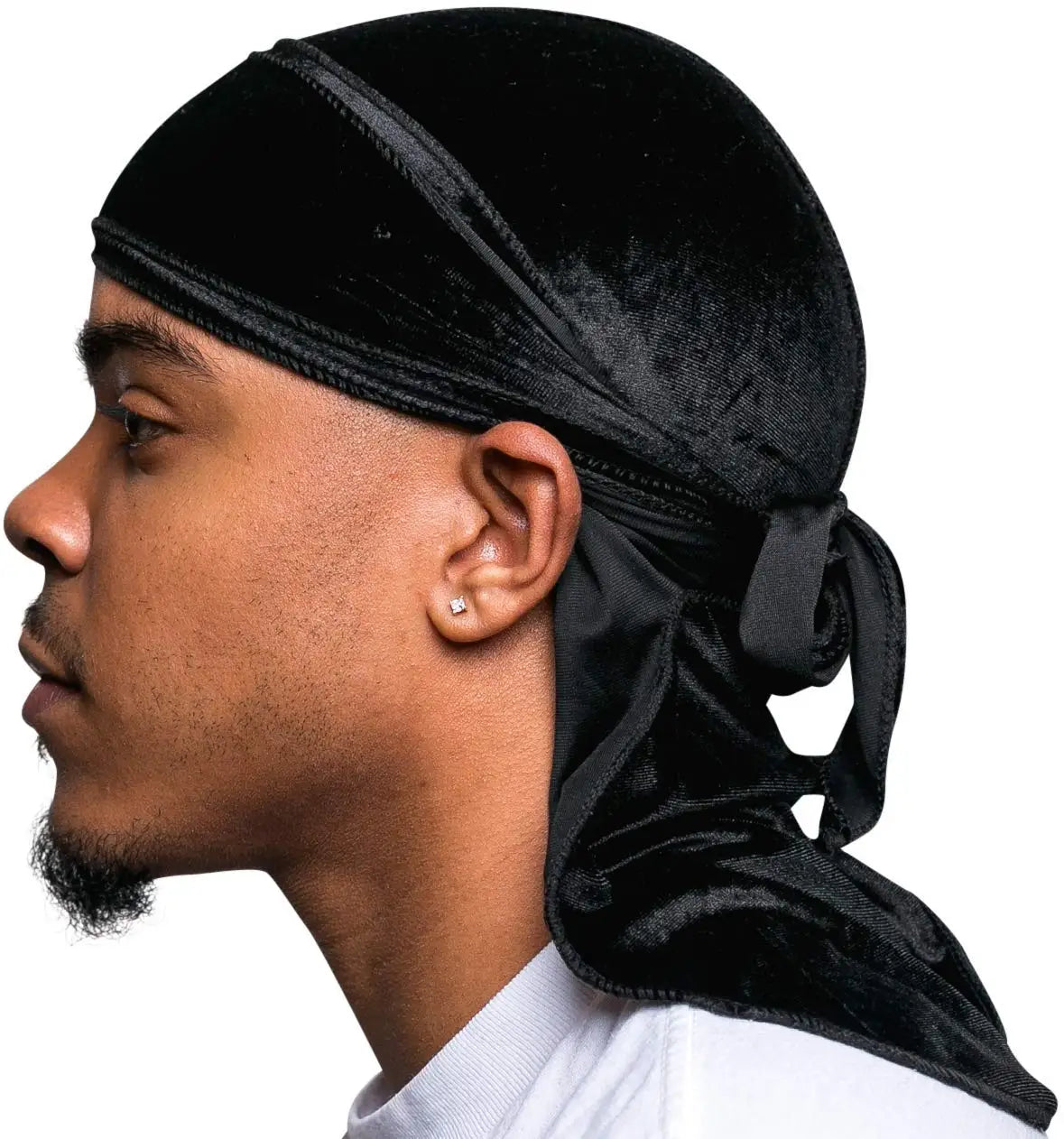 New Unisex Solid Color Soft Velvet Longtail Pirate Hat Breathable Bandana Durag Long Ribbon Cape Baotou Headband Du-Rag