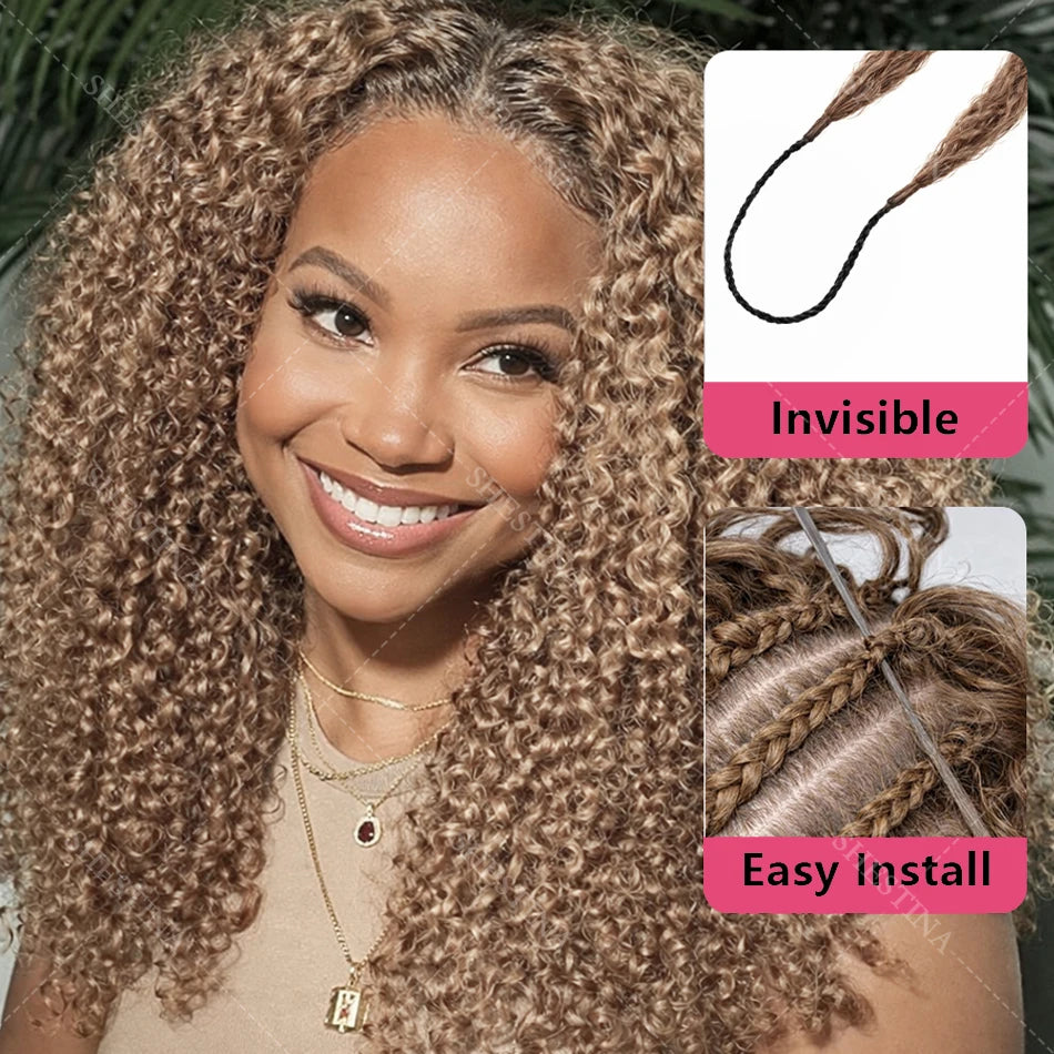 Honey Blonde Feather Crochet Human Hair Extensions Knotless Pre-Separated Pixie Curl Small Spirals Curly Crochet Hair for Boho