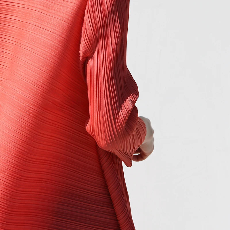 Miyake Pleated Women Two Piece Sets 2023 Summer Long Sleeve T-shirt Tops Ladies Loose Pants Original Designer Causal Clothes