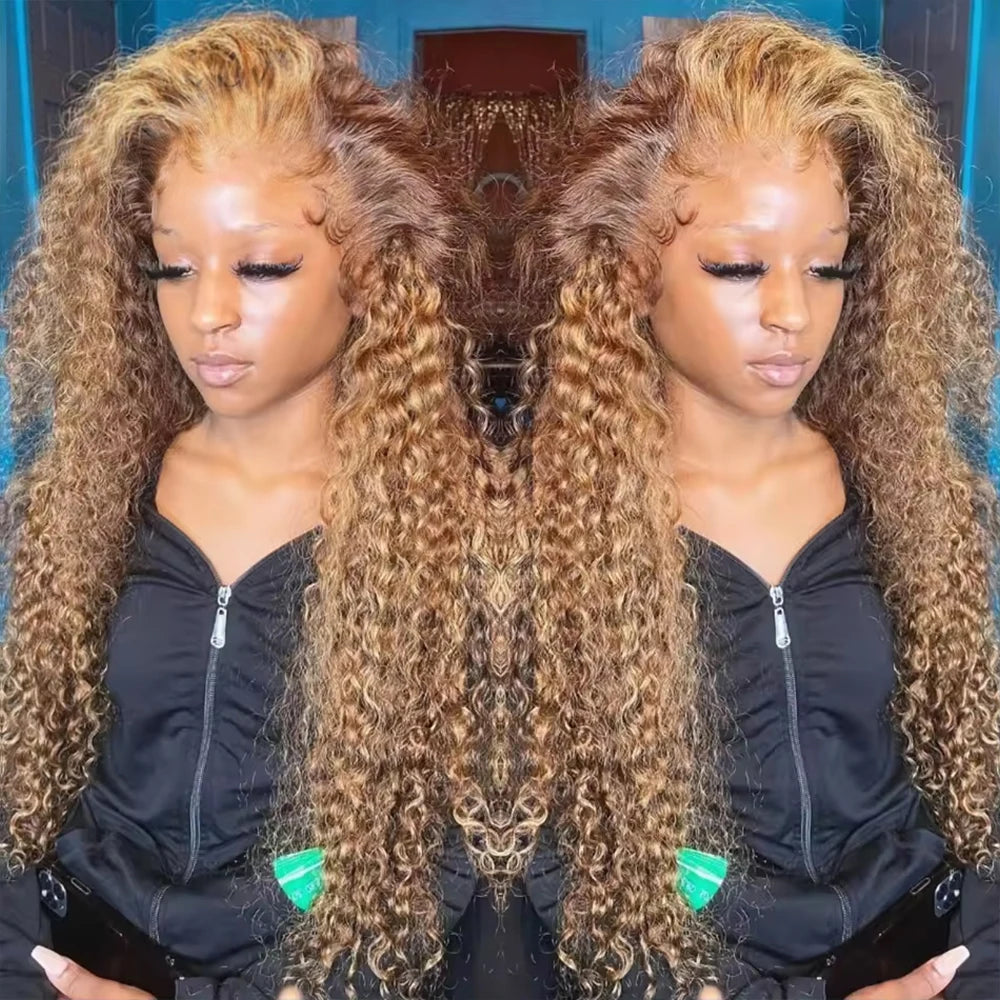 Loose Deep Wave Wig Human Hair Ready To Wear13x4 13x6 Lace Closure Curly Highlight Ombre 4/27 Preplucked Hairline Pre Cut