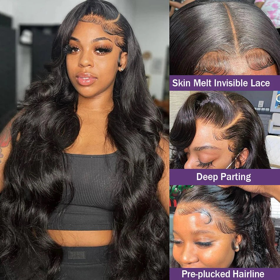 360 Full Lace Wig Body Wave Lace Front Wig 13X6 Human Hair 13X4 Hd Lace Frontal Wig 30 40 Inch Brazilian Pre Plucked Black Wigs