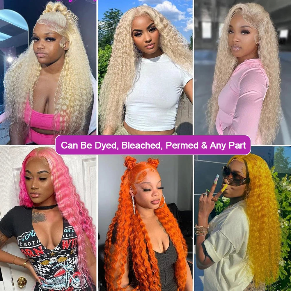 613 Loose Deep Wave Frontal Wig 13x6 HD Water Wave Lace Front Wig 30 40 Inch Honey Blonde 13x4 Lace Front Curly Human Hair Wigs