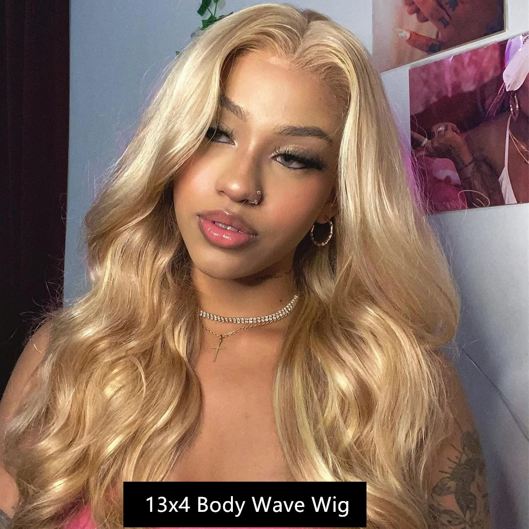 27 Honey Blonde Body Wave Human Hair Wig 13x6 Hd Lace Frontal Wig Color Human Hair 200 Density Colored Preplucked Brazilian Wigs