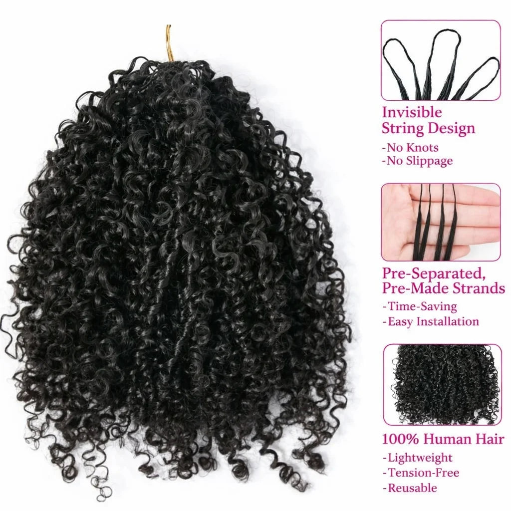 12A Small Spirals Curly Crochet Human Hair Extensions Deep Pixie Curls Crochet Hair Pre Separated Knotless Miracle Knot Braids