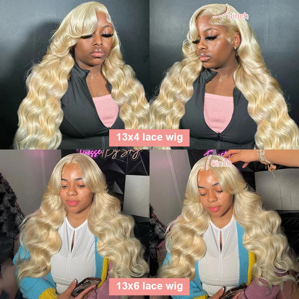 613 Lace Front Wig Human Hair 13x6 Blonde Human Hair Wigs 300% Density Body Wave Lace Front Wigs Human Hair Pre Plucked 46 Inch