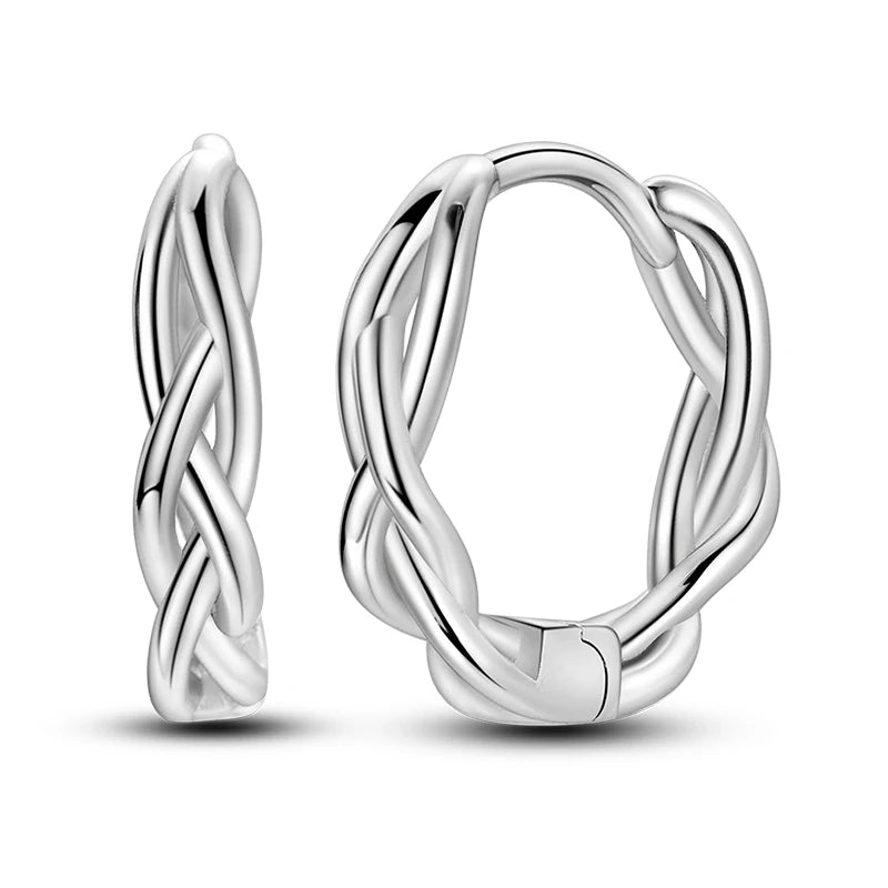 Original 925 Sterling Silver Women Hoop Earrings High Quality Shine Zircon U Shaped Classic Style Earring For Women Jewelry Gift