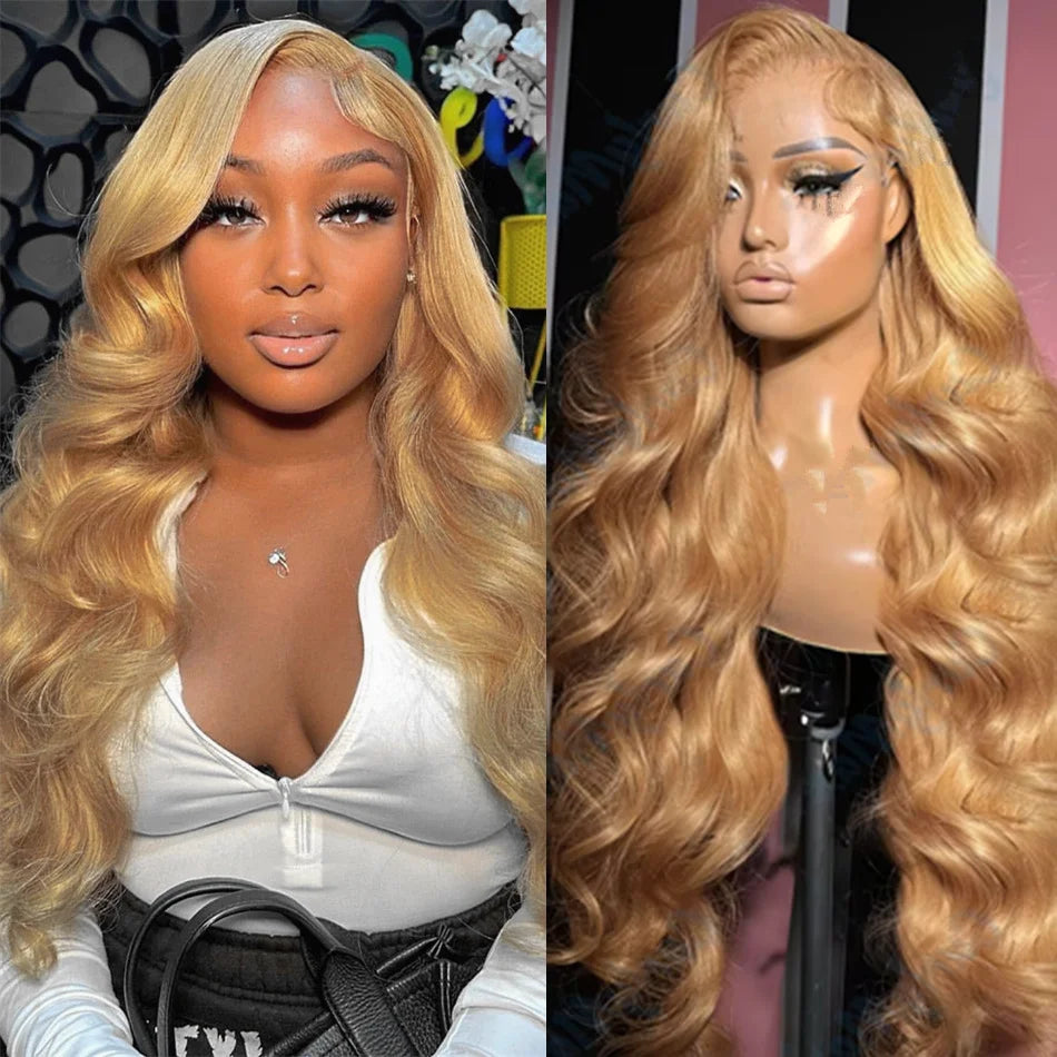 27 Honey Blonde Body Wave Human Hair Wig 13x6 Hd Lace Frontal Wig Color Human Hair 200 Density Colored Preplucked Brazilian Wigs