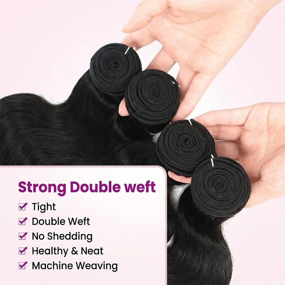 16A 38 40 Inch Body Wave Bundles Human Hair Brazilian Weaving Natural Black 4 5 Bundles Deal Virgin Hair Raw Hair Extensions