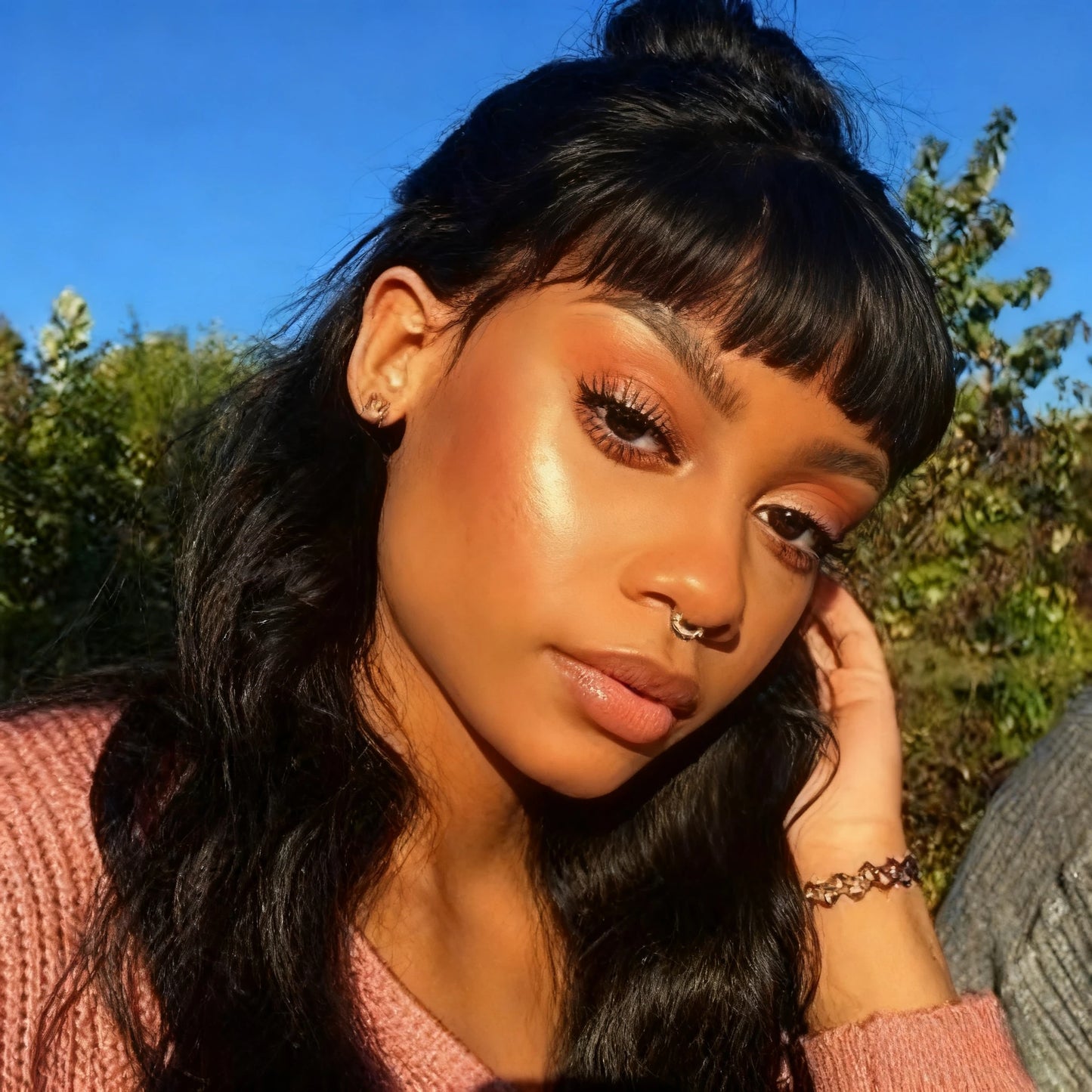 Middle Part Body Wave Human Hair Wig With Bangs for Black Women 3x1 Lace Wigs 230 Density Brazilian 30 36 Inch Wigs for Women