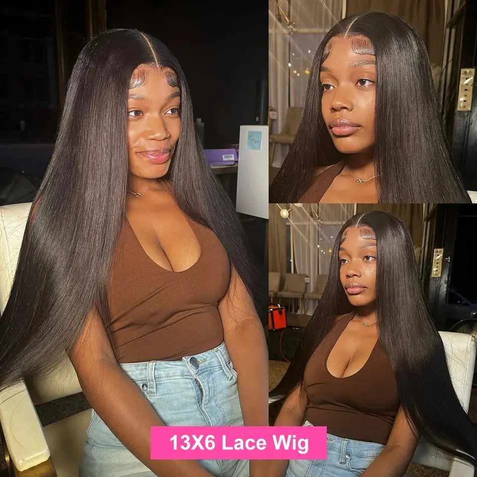 220 Density 13x6 straight Lace Front Human Hair Wigs Pre Plucked 40 Inch Loose 13x4 Hd Lace Frontal Wig Brazilian Hair For Women