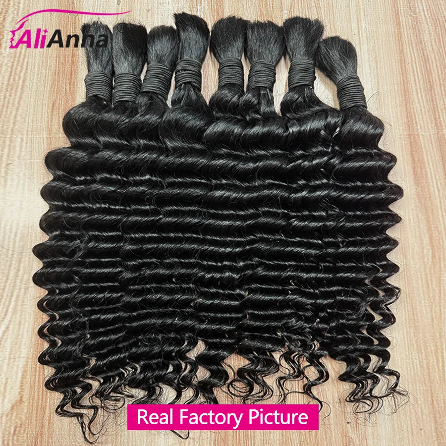 Boho Braids Human Hair Deep Wave Human Hair Braiding Hair 16-26 Inch Bulk Human Hair Bundles 50g/100g Culry Crochet Human Hair Bulk And Braiding Hair Extensions 100% Human Hair No Shedding Fast Shipping Locs Hair Top Quality