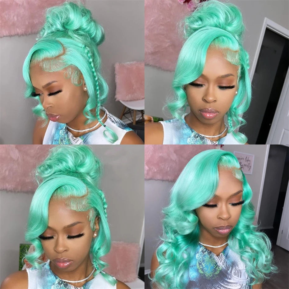 30 40 Inch Hot Pink Transparent Lace Front Wig Human Hair 13x6 Purple Green 613 Blonde Lace Frontal Wig Grey Colored Hair Wigs