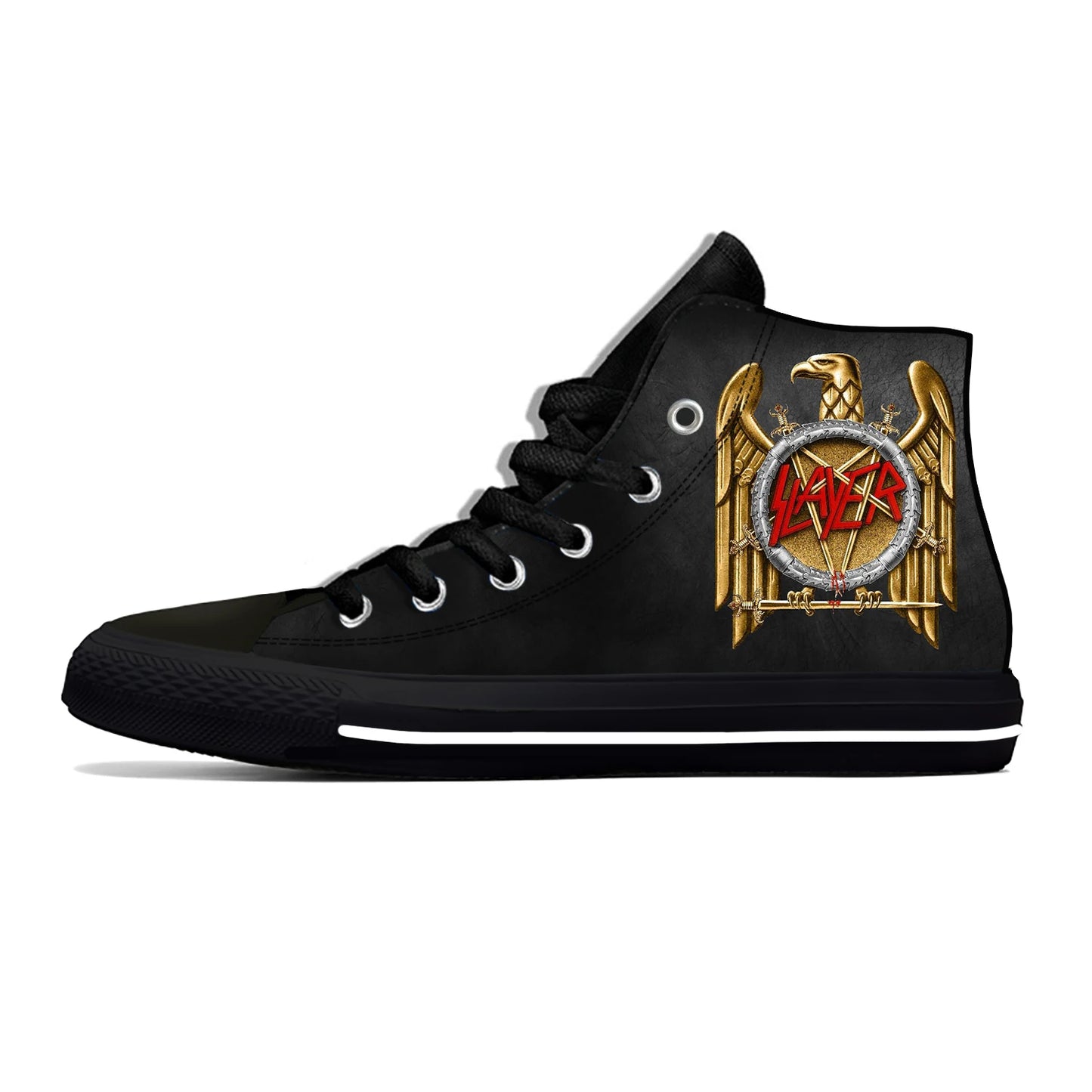 Slayer Heavy Metal Rock Band Horror Scary Fashion Casual Cloth Shoes High Top Lightweight Breathable Custom Men Women Sneakers